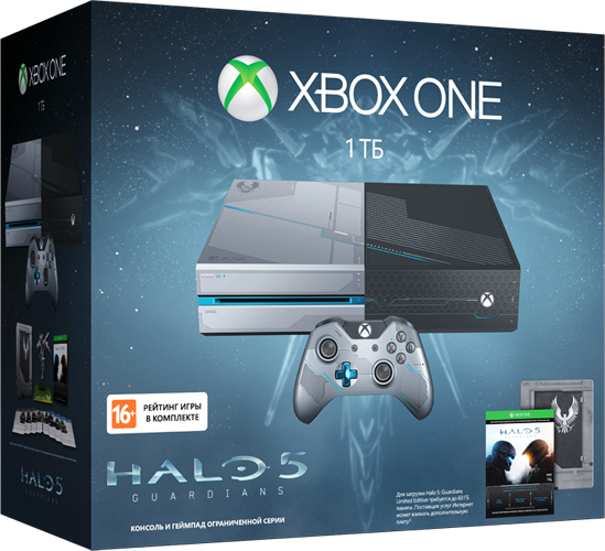 Microsoft Xbox One 1Тб - Limited Edition Halo 5: Guardians (В комплекте Геймпад с 3,5-мм гнездом, черный) (Б/У)