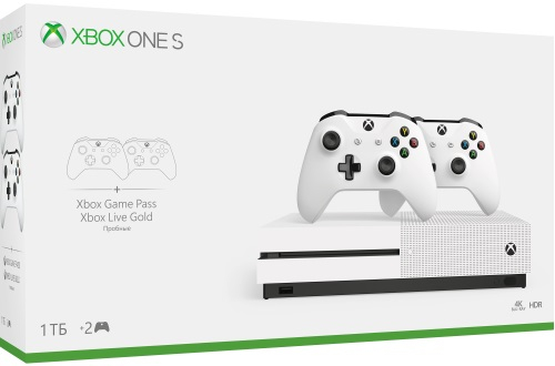 Microsoft Xbox One S 1TB, белый (РОСТЕСТ) + геймпад (комплект)