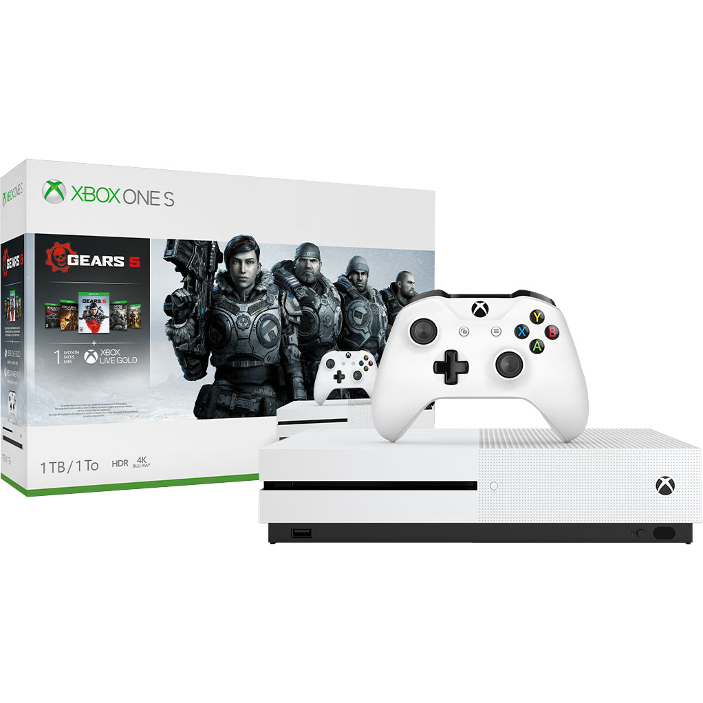 Microsoft Xbox One S 1TB, белый (РОСТЕСТ) + игра Gears 5