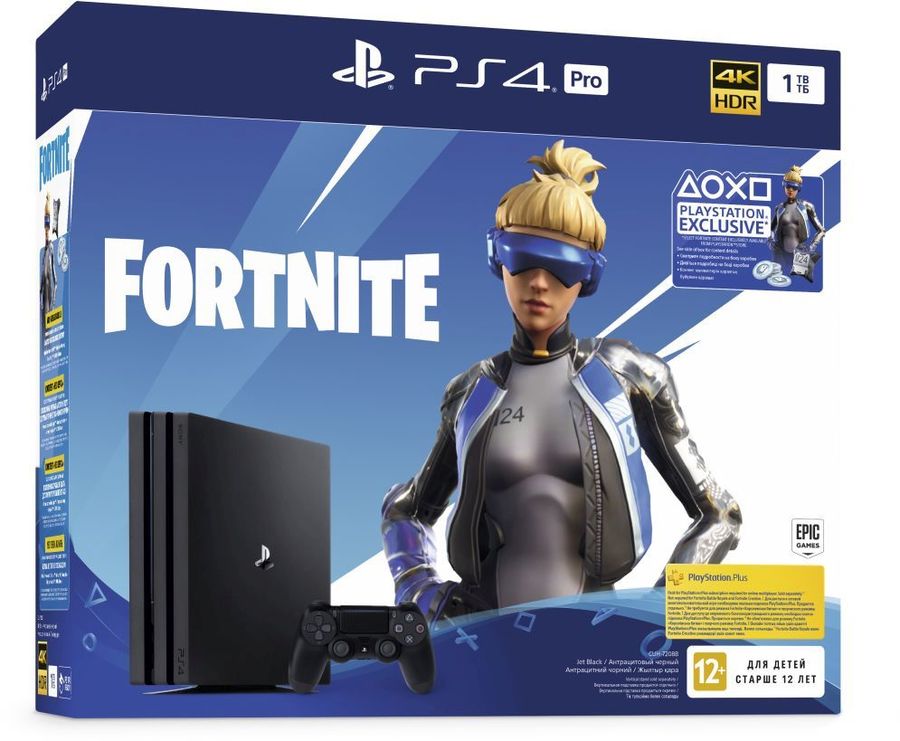 Sony PlayStation 4 Pro 1TB чёрная РОСТЕСТ (CUH-7208B) + Fortnite Neo Versa Bundle