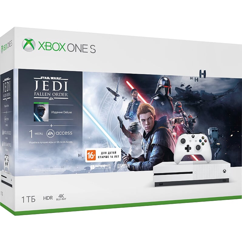 Microsoft Xbox One S 1TB (РОСТЕСТ) + игра Звёздные Войны Джедаи: Павший Орден