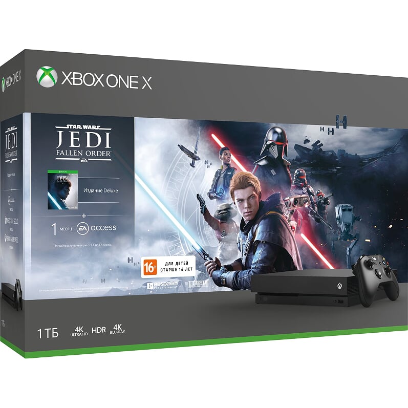 Microsoft Xbox One X 1TB (РОСТЕСТ) + игра Звёздные Войны Джедаи: Павший Орден