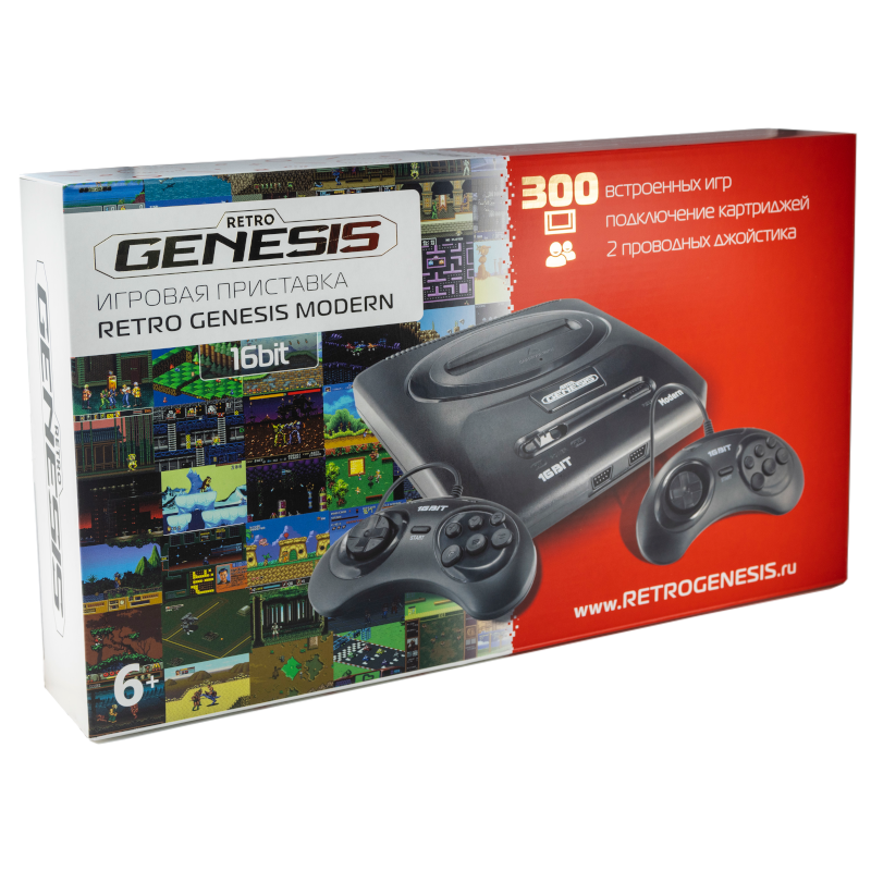 Приставка 16 bit Retro Genesis Modern + 300 игр + 2 джойстика