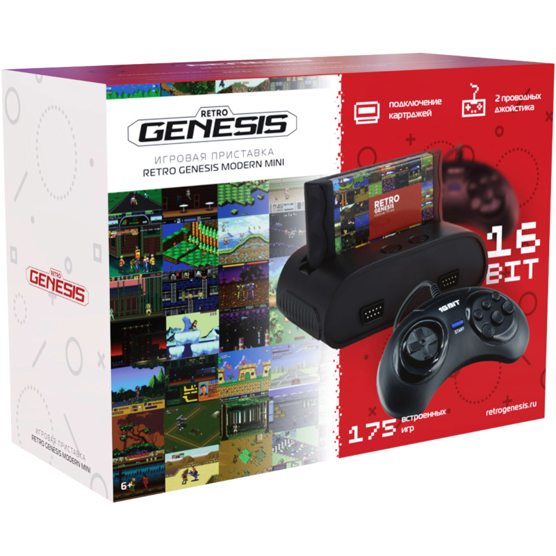Приставка 16bit Retro Genesis Modern mini (DN-02) + 175 игр + 2 джойстика + картридж