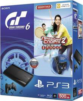 Sony PlayStation 3 Super Slim 500Gb + Праздник Спорта 2 + Gran Turismo 6 + PS Move Starter Pack РОСТЕСТ