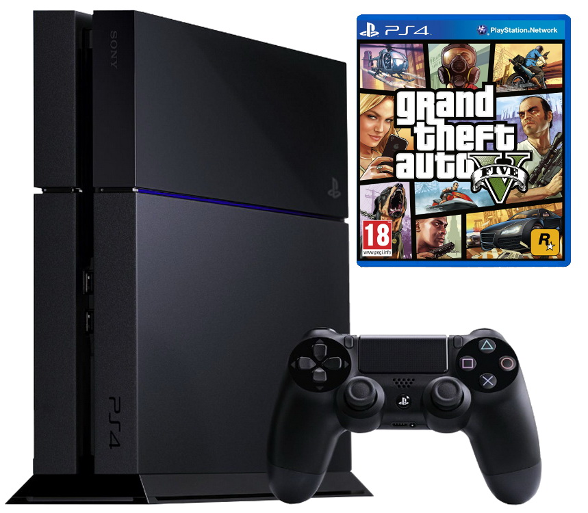 Sony PlayStation 4 500Гб (РОСТЕСТ) + игра Grand Theft Auto V (5) (PS4 RUS)