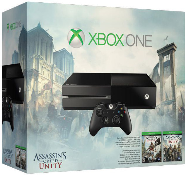 Microsoft Xbox One 500 Гб (без Кинекта) (РОСТЕСТ) + игра Assassin's Creed: Единство (Unity) + игра Assassin's Creed IV: Black Flag