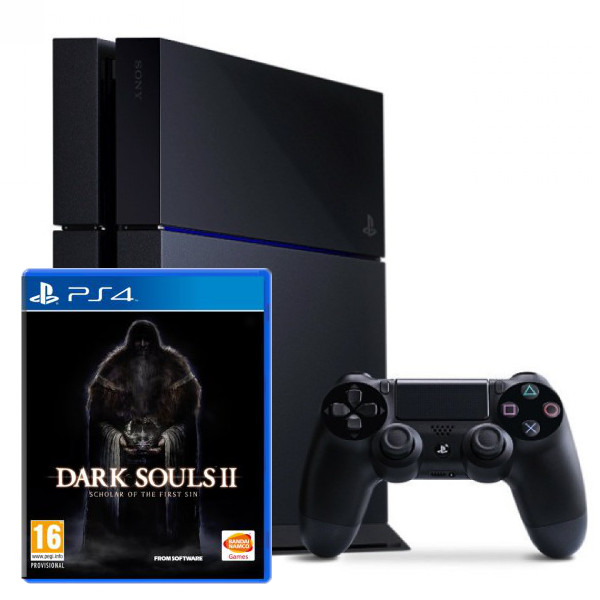 Sony PlayStation 4 500Гб РОСТЕСТ, черная (PS4 RUS) + Dark Souls II: Scholar of the First Sin