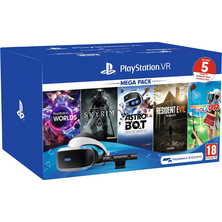 Sony PlayStation VR (CUH‐ZVR2) + Playstation Camera 2.0 + 5 Игр (VR Worlds, Skyrim VR, Astro Bot, Resident Evil 7, Everybody's Golf VR)