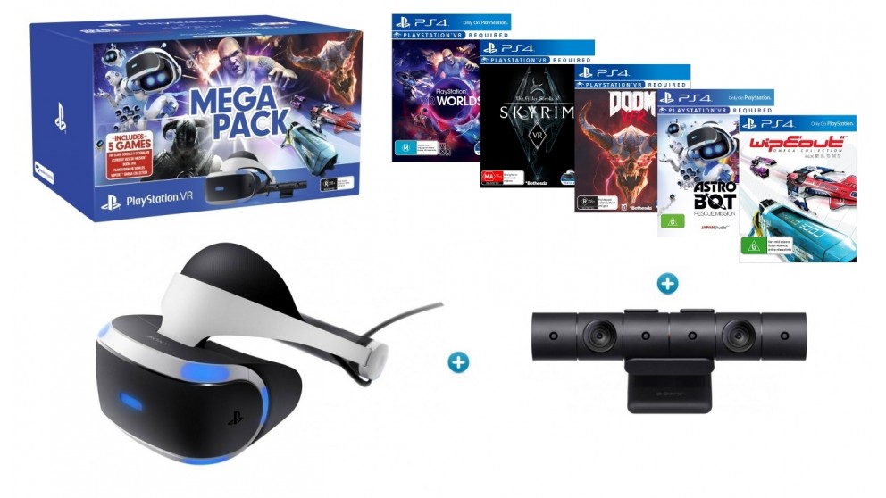 Sony PlayStation VR (CUH‐ZVR2) + Playstation Camera 2.0 + 5 Игр (VR Worlds, Skyrim VR, Doom VFR, Astro Bot, WipEout)