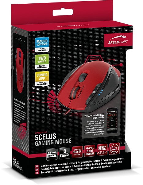 Speedlink Мышь проводная Scelus Gaming Mouse black-red (SL-680004-BKRD)