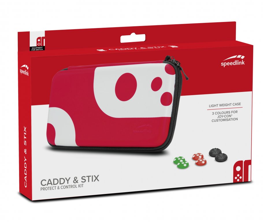 Speedlink Набор: чехол и накладки для консоли Switch Caddy & Stix (black-red) (SL-330200-BKRD)