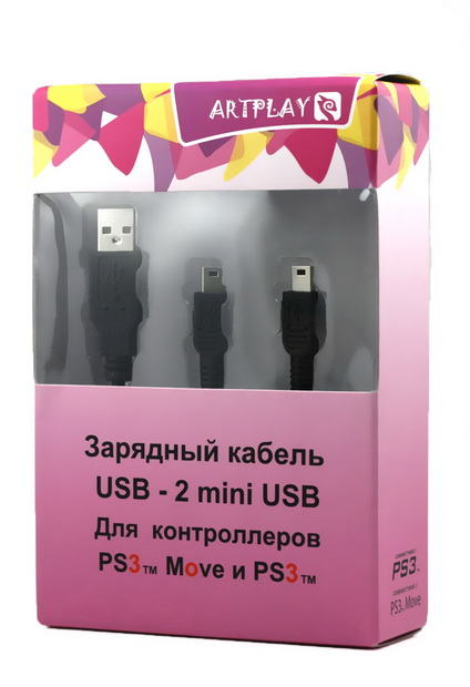 USB кабель для зарядки 2-х контроллеров или PS Move, Artplays